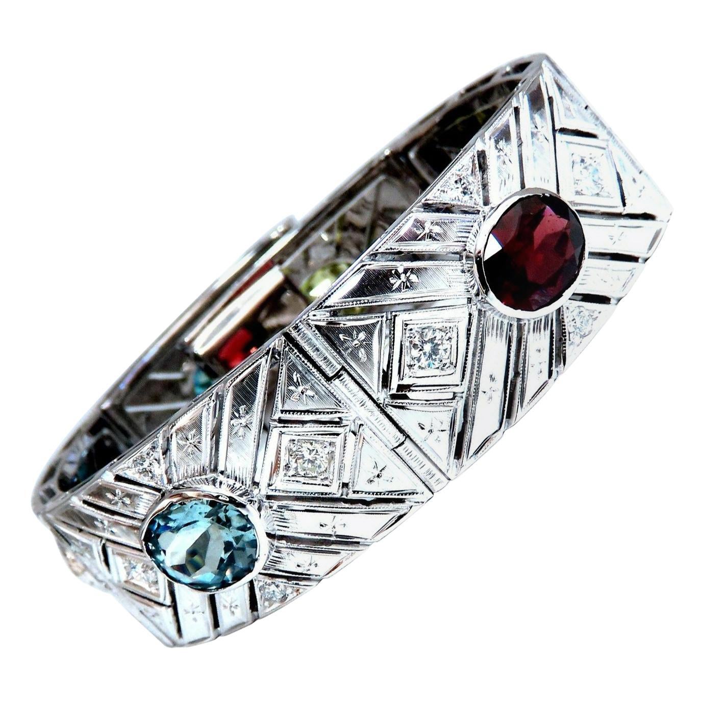 24.30 Carat Natural Gem Line Vintage Graver Etch Cuff Bracelet 18 Karat* For Sale