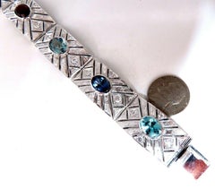 24.30 Carat Natural Gem Line Vintage Graver Etch Cuff Bracelet 18 Karat