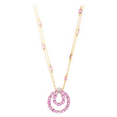 24.39 Carats Pink Sapphire and Diamond 18kt Yellow Gold Necklace
