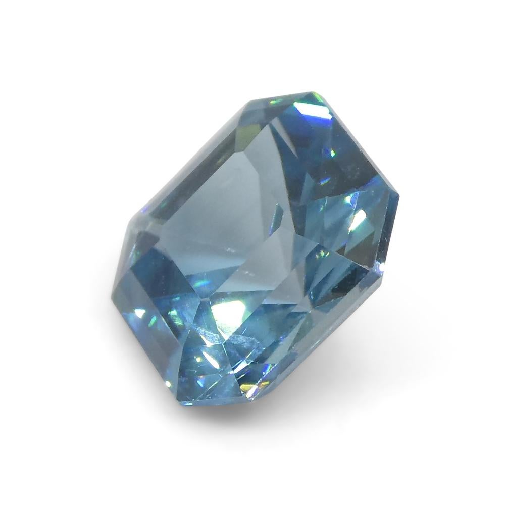2.43ct Asscher  Blue Zircon from Cambodia For Sale 5