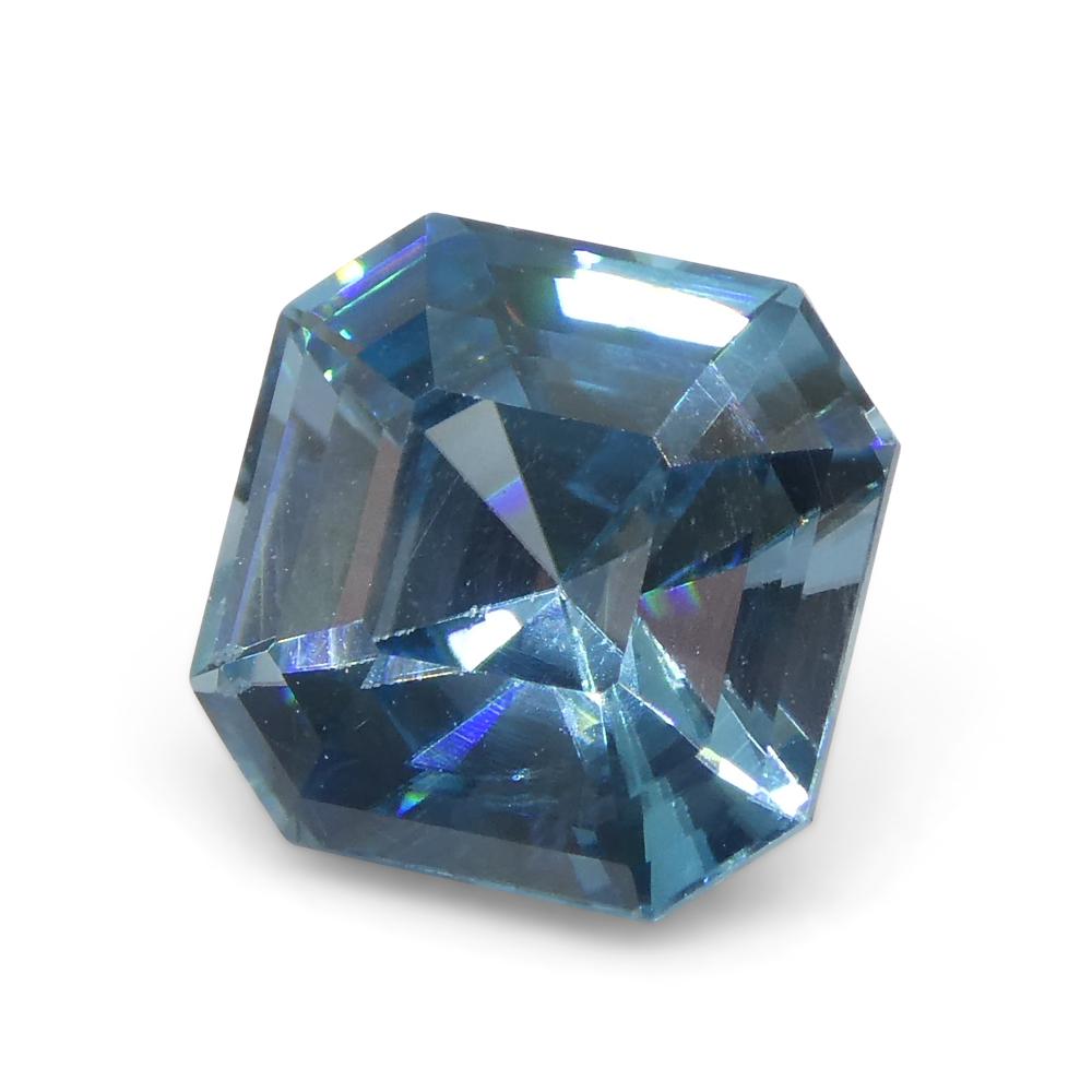 2.43ct Asscher  Blue Zircon from Cambodia For Sale 6