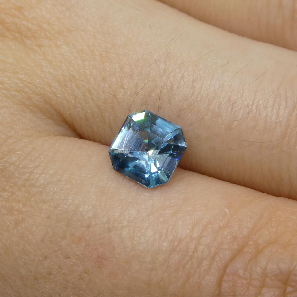 2.43ct Asscher  Blue Zircon from Cambodia For Sale 7