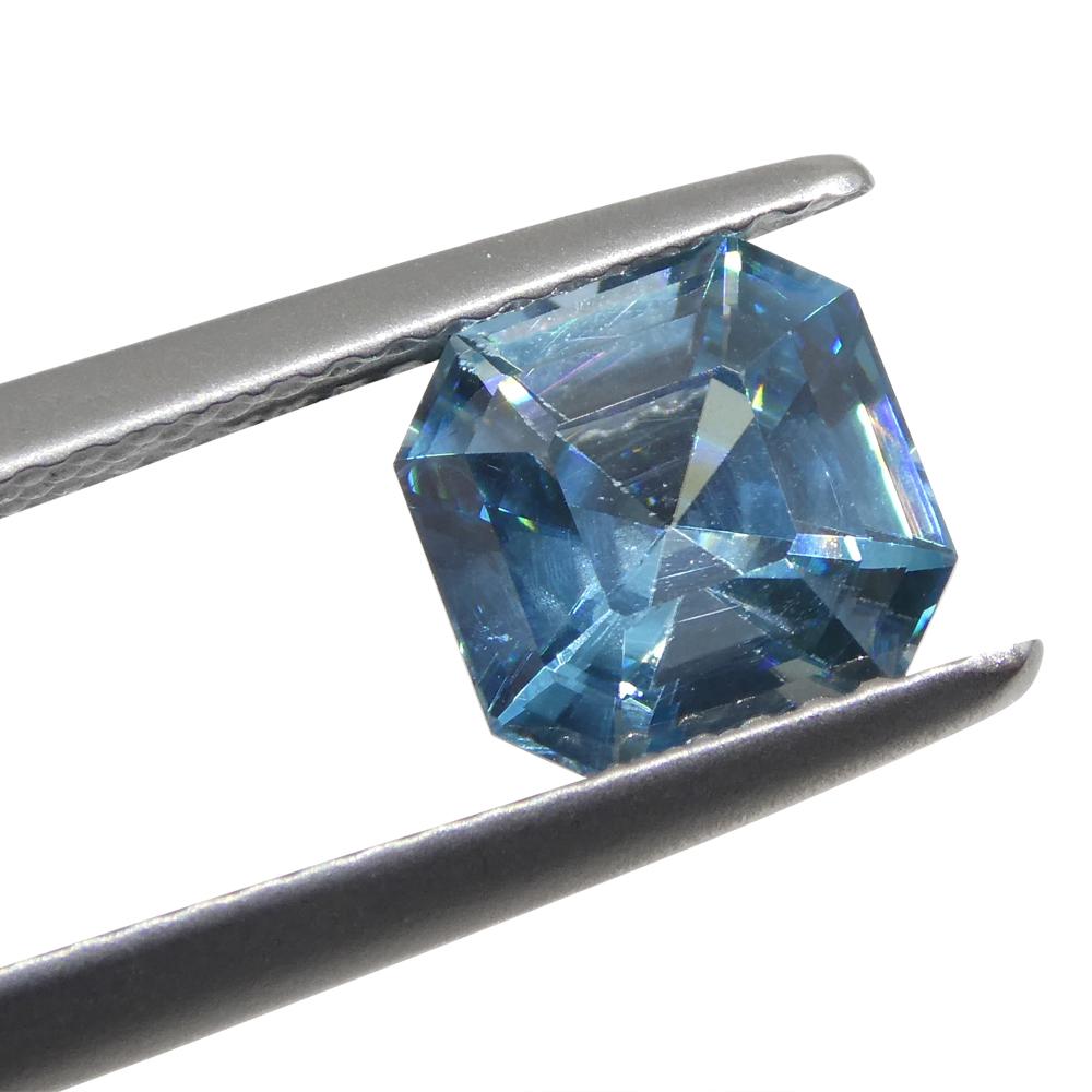 2.43ct Asscher  Blue Zircon from Cambodia In New Condition For Sale In Toronto, Ontario