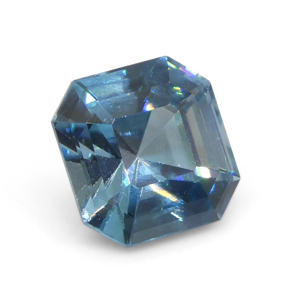 2.43ct Asscher  Blue Zircon from Cambodia For Sale 1