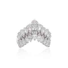 2,43 qt Anillo de compromiso marquesa corte pera SI/H diamante Chevron Oro blanco 14k