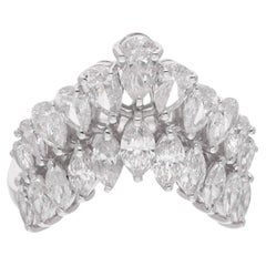 2,43 qt Anillo de compromiso marquesa corte pera SI/H diamante Chevron Oro blanco 18k