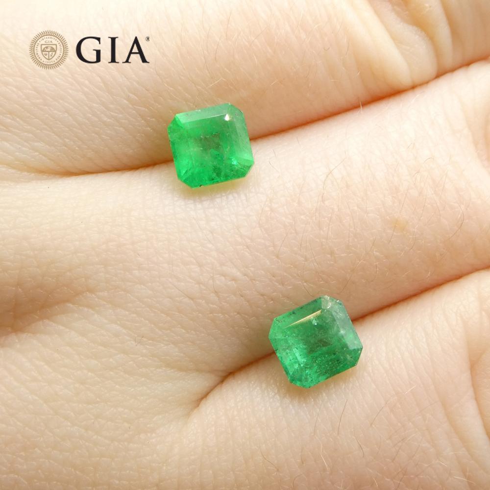 2.43ct Octagonal/Emerald Cut Green Two (2) Emeralds GIA Certified Colombia (F2)  For Sale 9