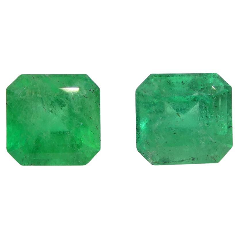 2.43ct Octagonal/Emerald Cut Green Two (2) Emeralds GIA Certified Colombia (F2)  For Sale 7