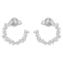 2.43Ct SI/H Natural Diamond Open Hoop Earrings 18 Karat White Gold