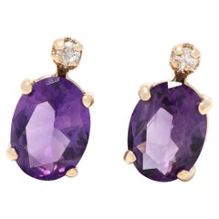 2.43ctw Amethyst Diamond Stud Earrings, 14k Yellow Gold