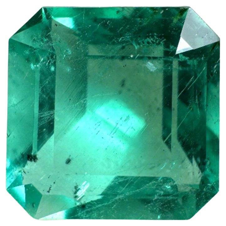 2.44 Carat 8.4x8.4 Bluish Green Loose Colombian Emerald Asscher Cut May
