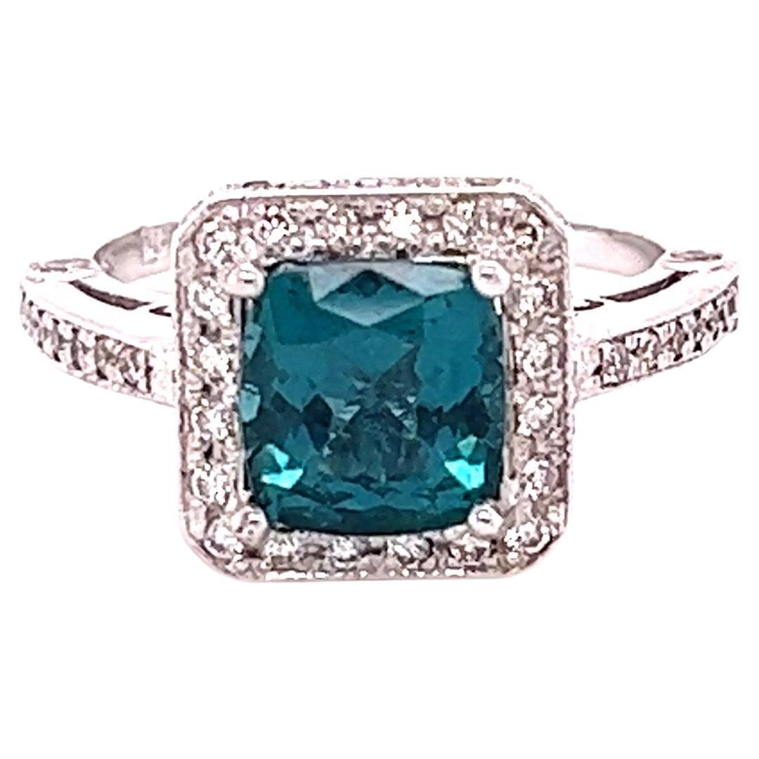 2.44 Carat Apatite Diamond 14 Karat White Gold Ring