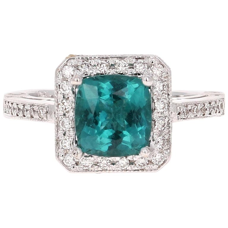 2.44 Carat Apatite Diamond Engagement Ring For Sale at 1stdibs