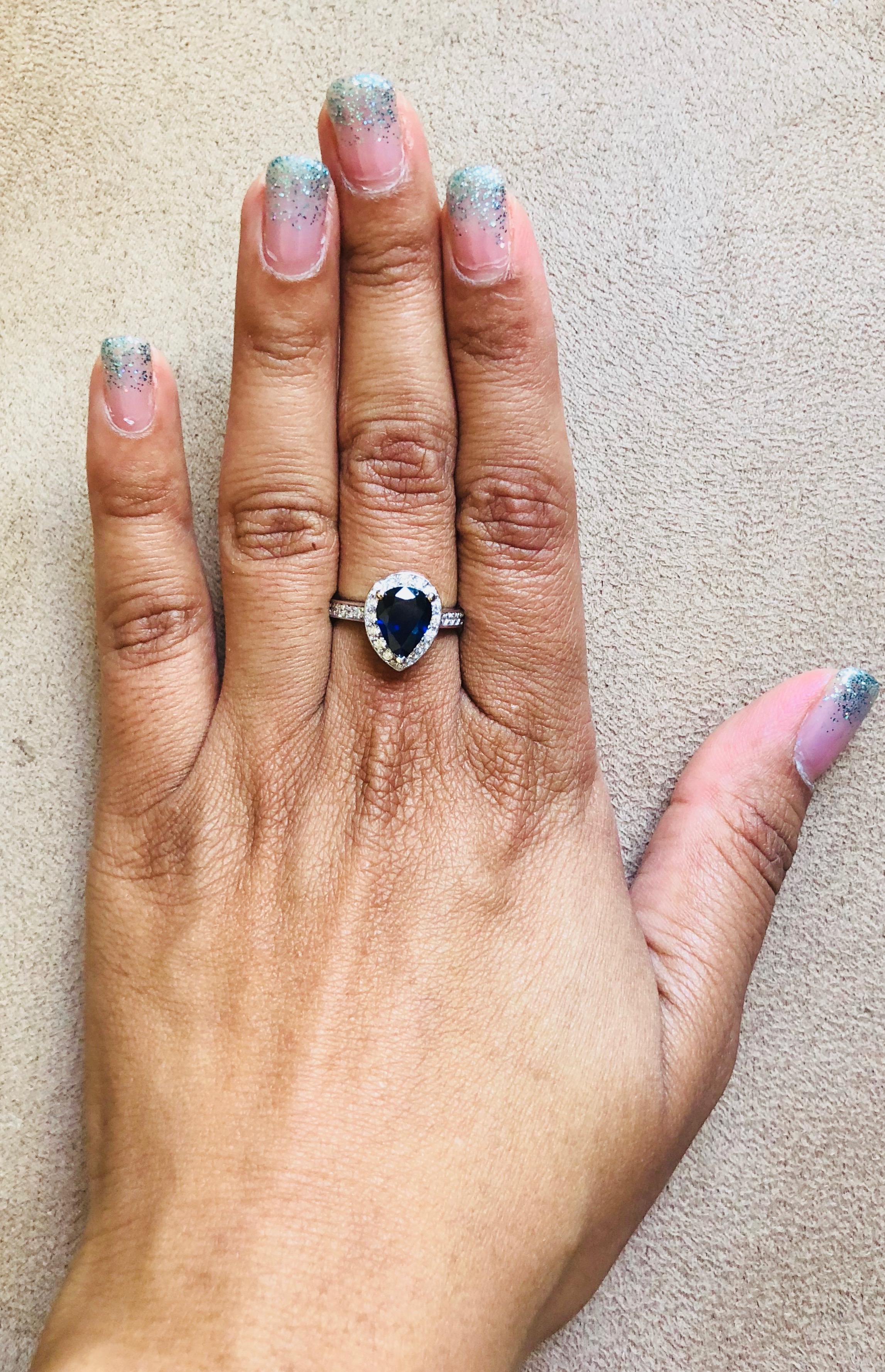 2.44 Carat Blue Sapphire Diamond White Gold Engagement Ring In New Condition In Los Angeles, CA