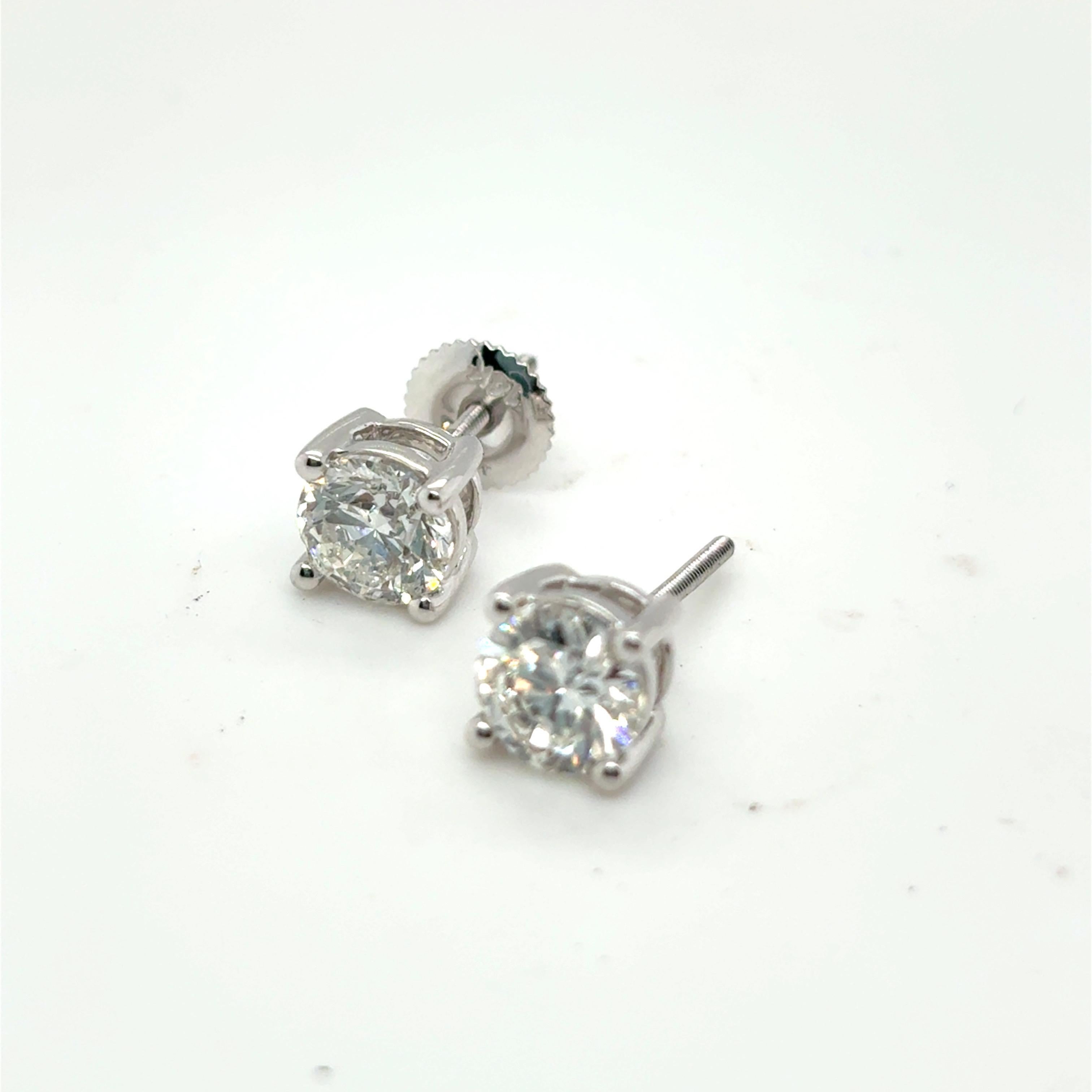 Boucles d'oreilles en diamant solitaire de 2,44 carats à taille brillante en vente 5