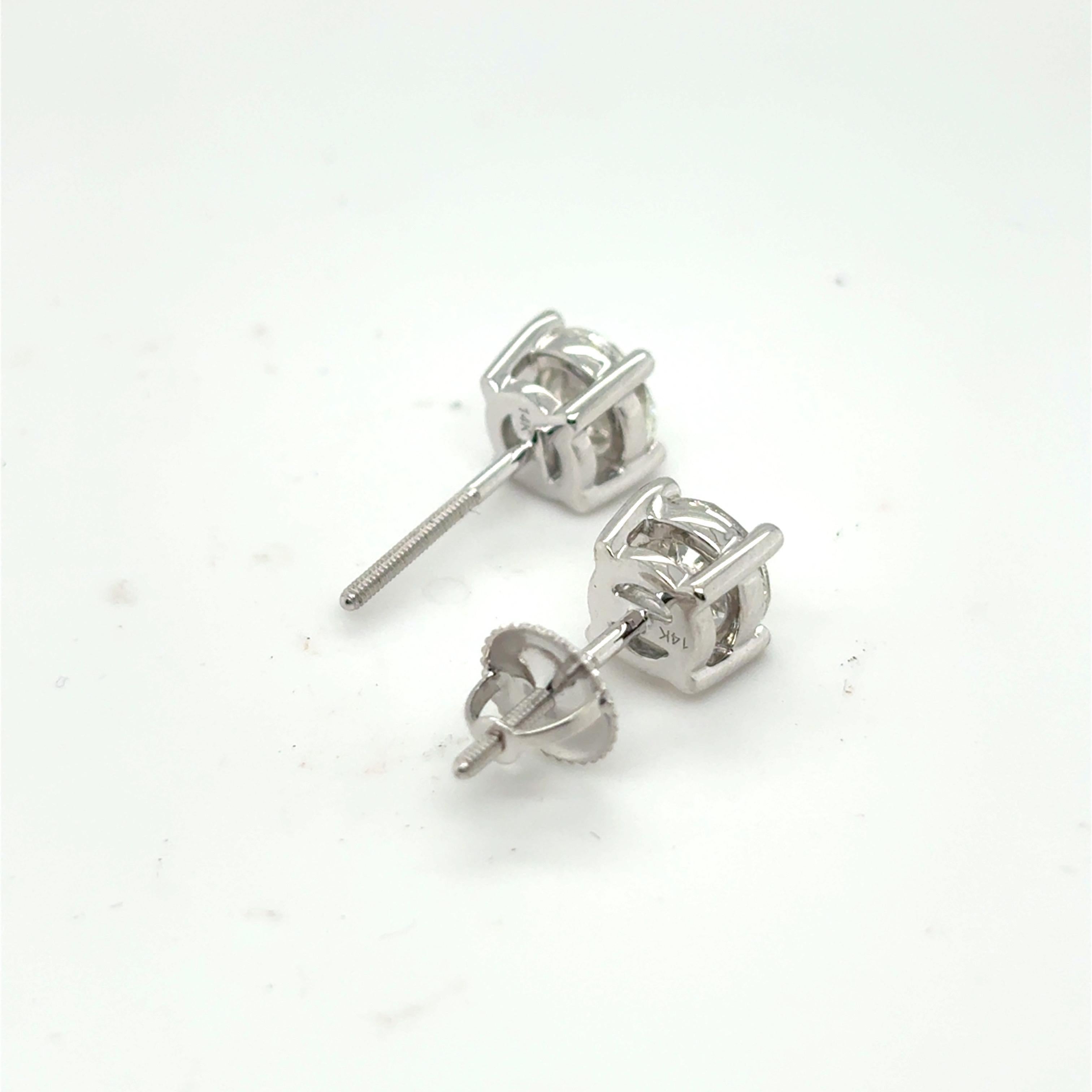 Boucles d'oreilles en diamant solitaire de 2,44 carats à taille brillante en vente 6