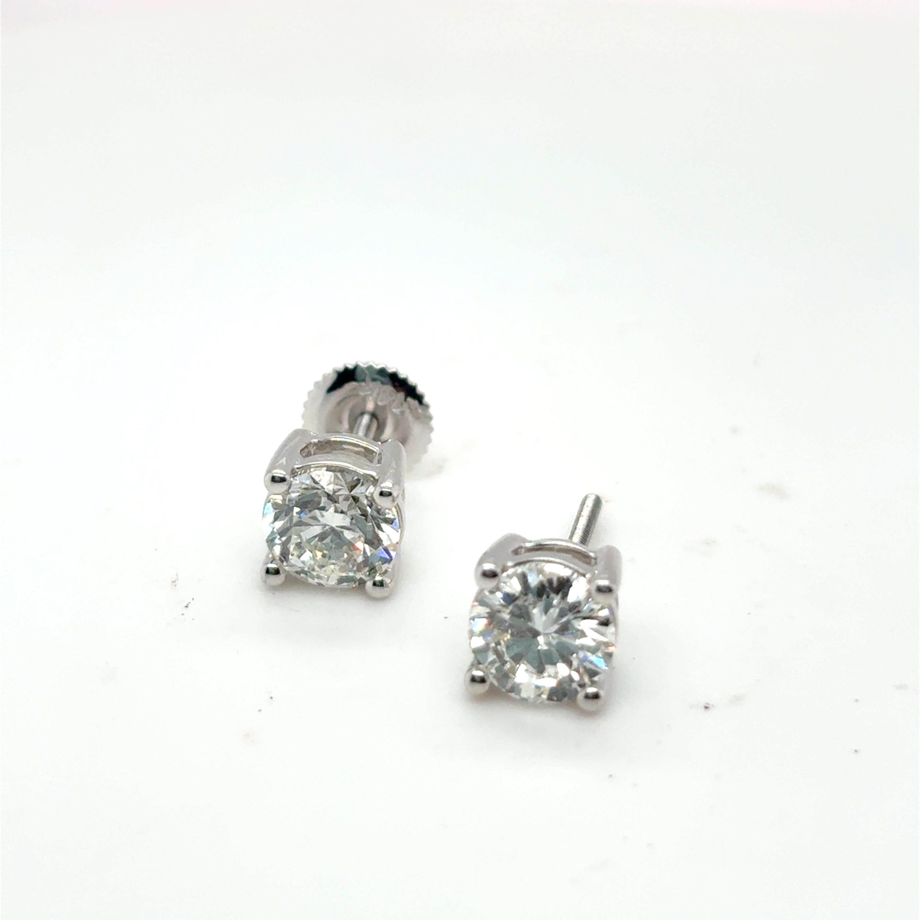 Boucles d'oreilles en diamant solitaire de 2,44 carats à taille brillante en vente 7