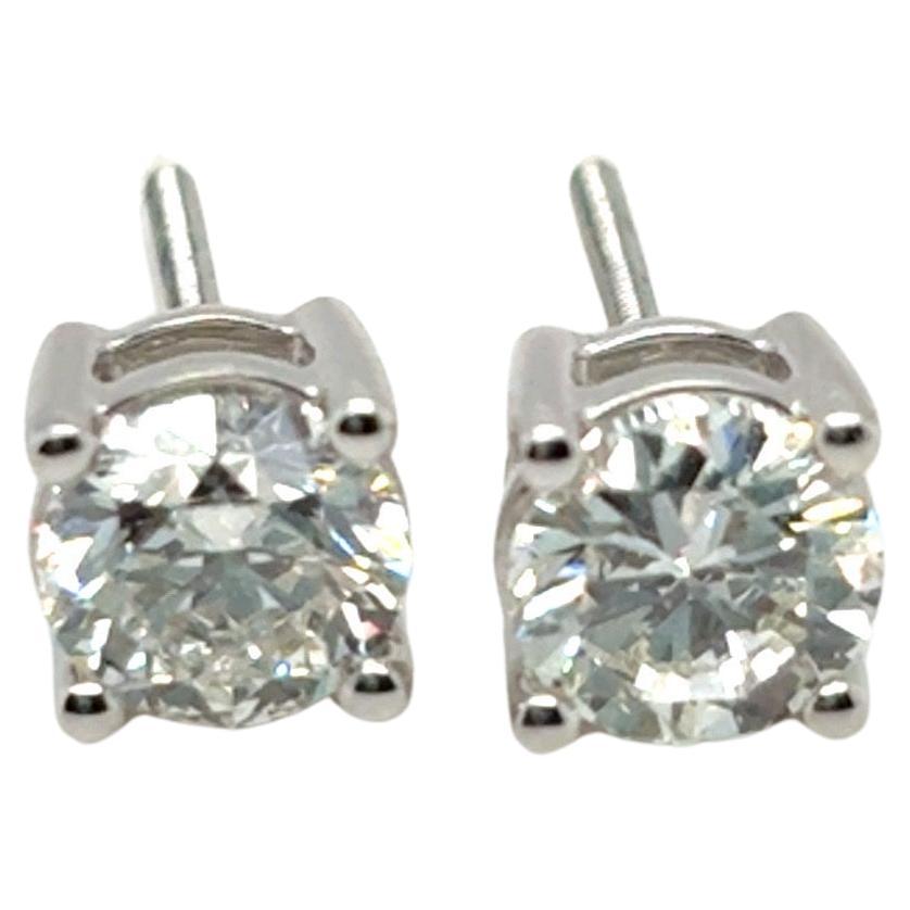 Orecchini a perno con diamante solitario da 2,44 carati e taglio Brilliante