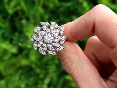 Contemporary 2.44ct Diamond Platinum Cluster Ring, Hallmarked 2016
