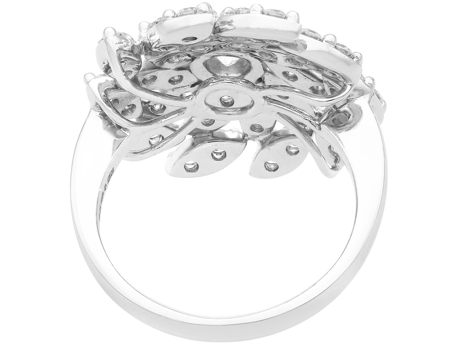 Round Cut 2.44 Carat Diamond and Platinum Cluster Ring For Sale