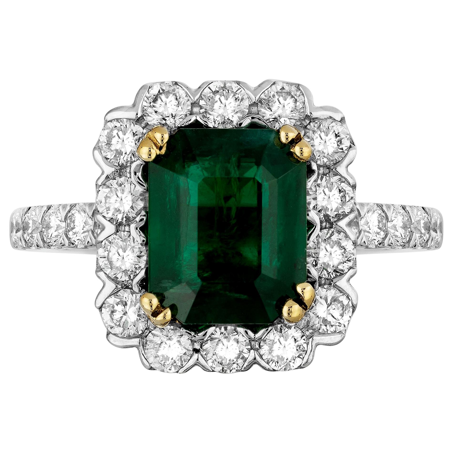 2.44 Carat Emerald Diamond Cocktail Ring