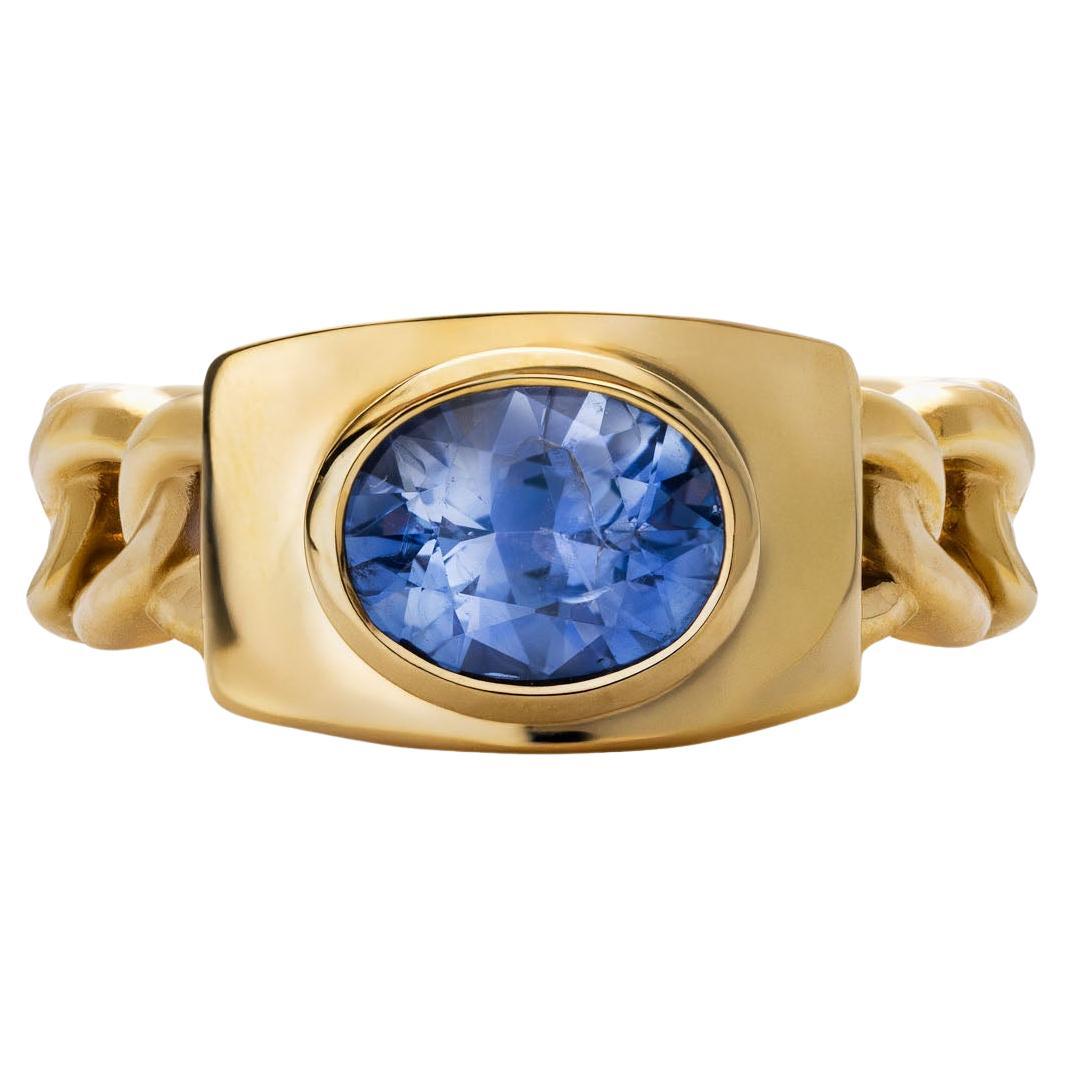 Bague en or jaune 14K avec saphir bleu clair de 2,44 carats