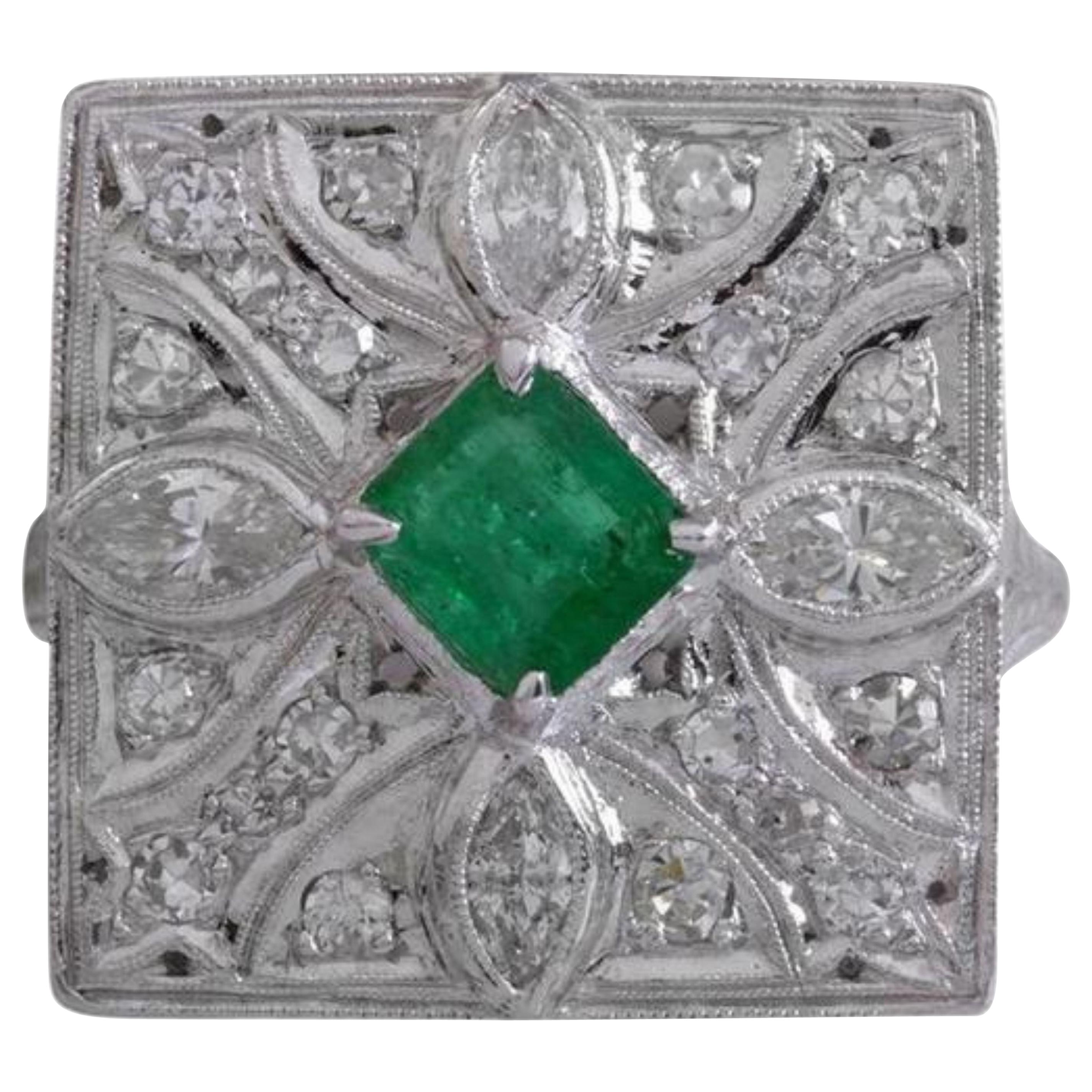 2.44 Carat Natural Emerald and VS Diamond 14 Karat Solid White Gold Ring