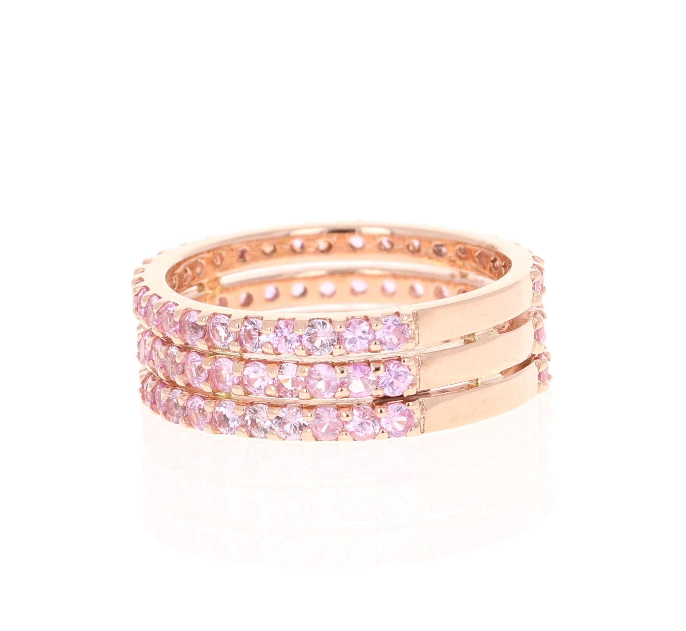 Contemporary 2.44 Carat Natural Pink Sapphire Rose Gold Band For Sale