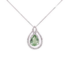 2.44 Carat Pear Paraiba Tourmaline GIA Diamond Vintage Gold Pendant Necklace