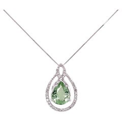 2.44 Carat Pear Paraiba Tourmaline GIA Diamond Vintage Gold Pendant Necklace