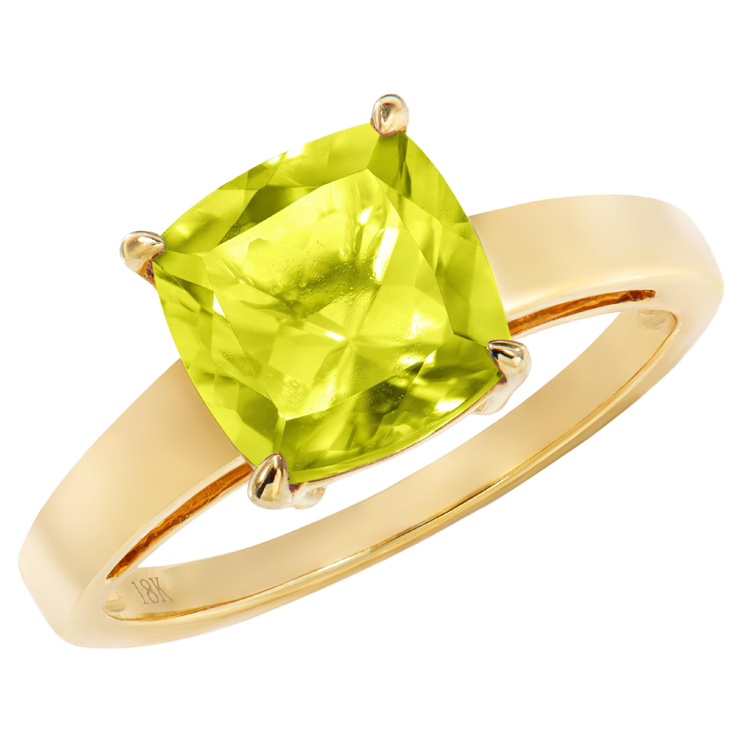 2.44 Carat Peridot Fancy Ring in 18Karat Yellow Gold.   For Sale