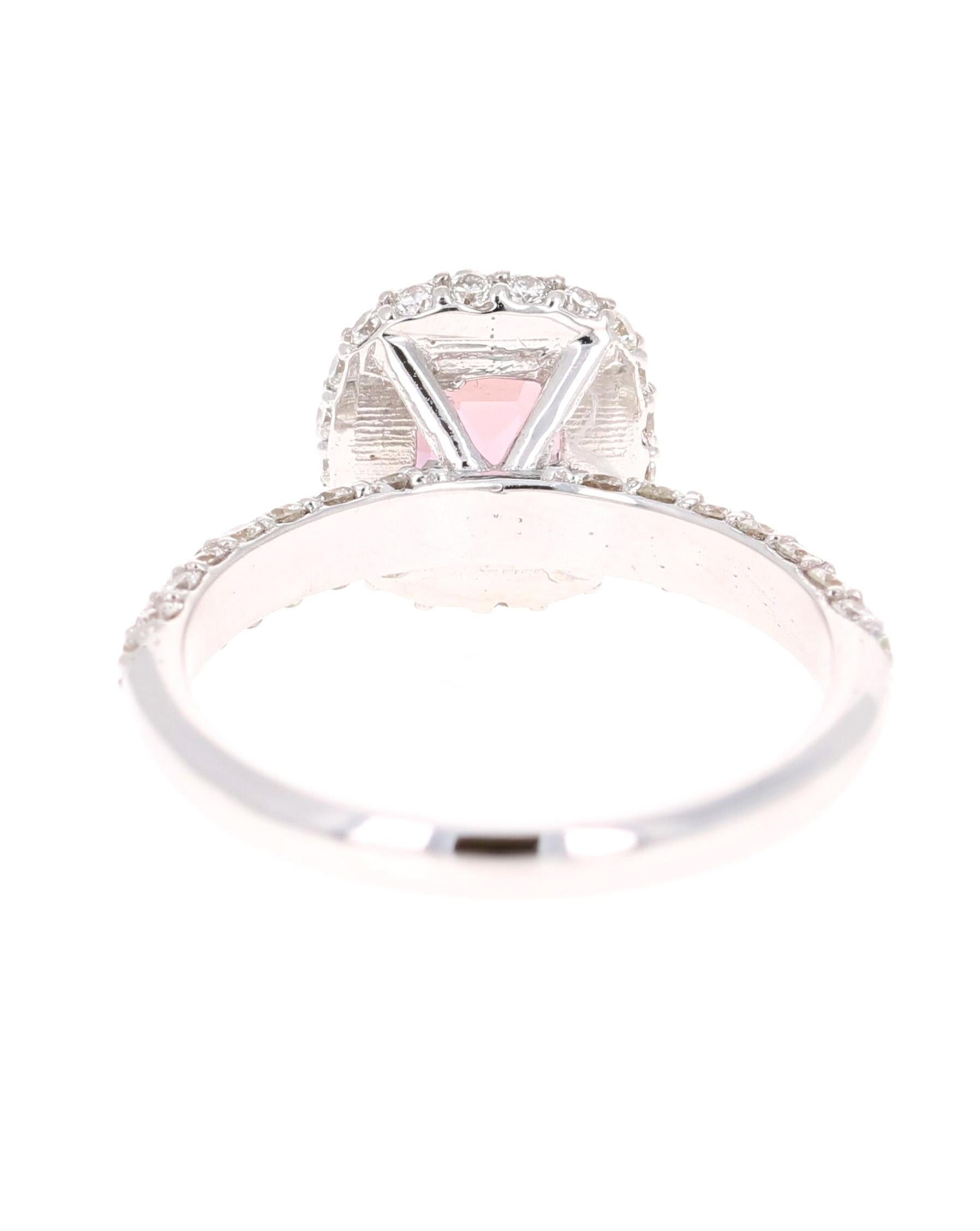 Emerald Cut GIA Certified 2.44 Carat Pink Sapphire Diamond White Gold Engagement Ring For Sale