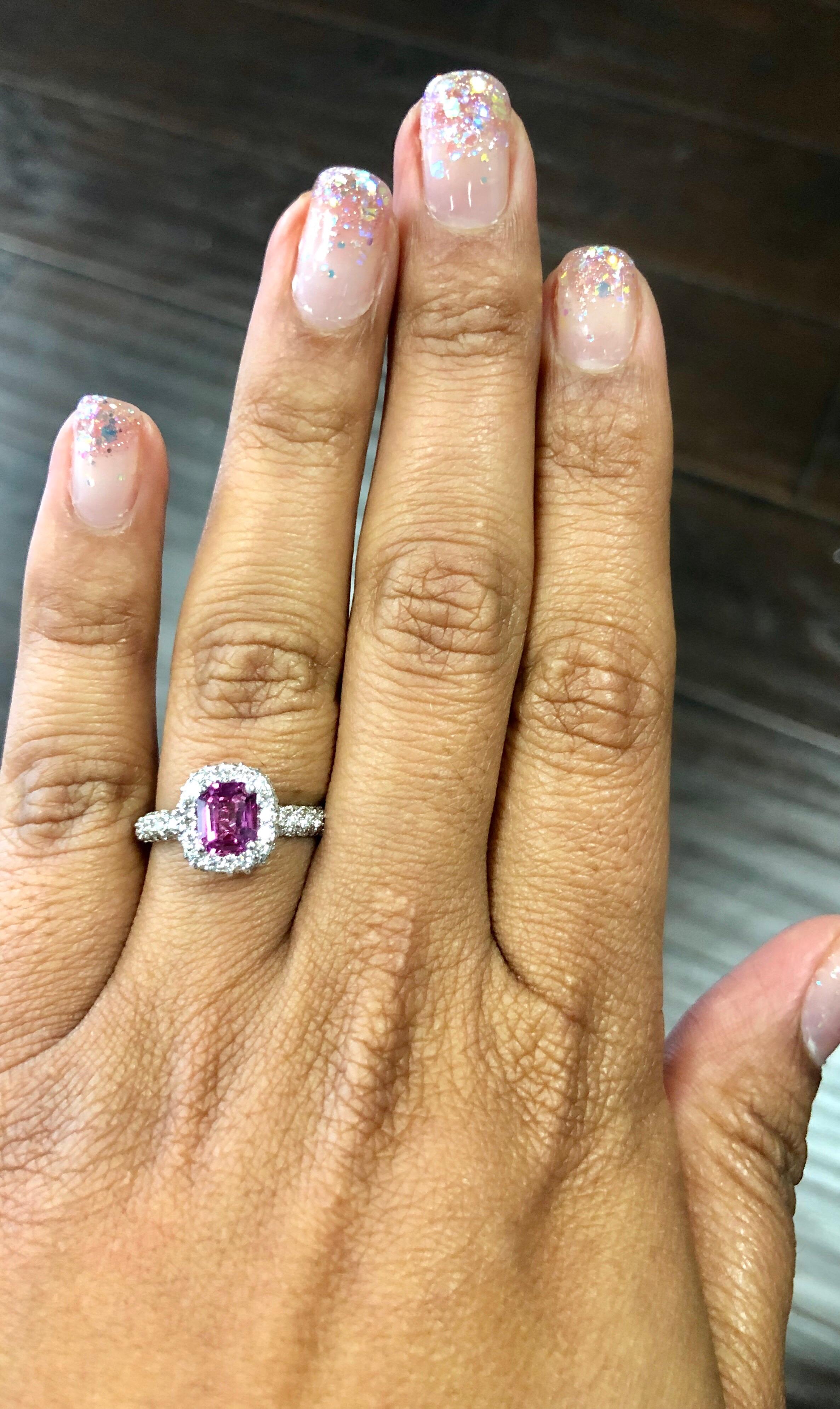 GIA Certified 2.44 Carat Pink Sapphire Diamond White Gold Engagement Ring In New Condition For Sale In Los Angeles, CA