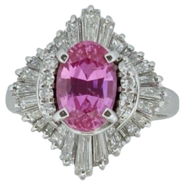 2.44 Carat Pink Sapphire Gemstone Ring made in PT900 For Sale