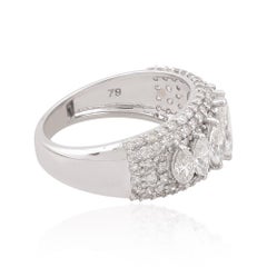 2.44 Carat SI/H Marquise Round Diamond Wedding Band Ring 18 Karat White Gold