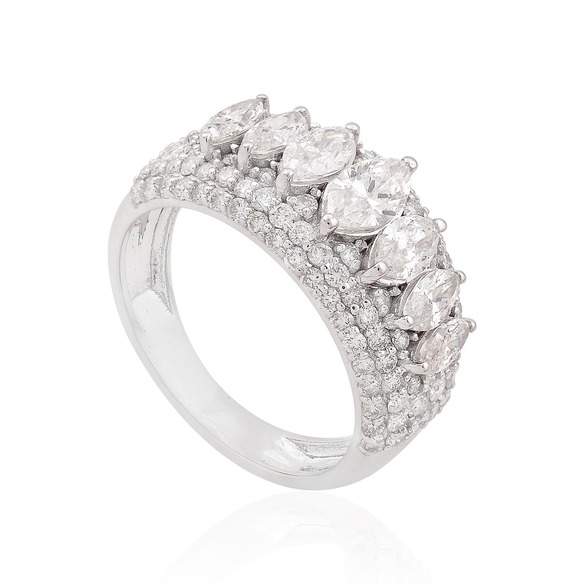 in vendita:  2,44 Carati SI/H Marquise Round Diamond Wedding Band Anello in oro bianco 18 Karati 5