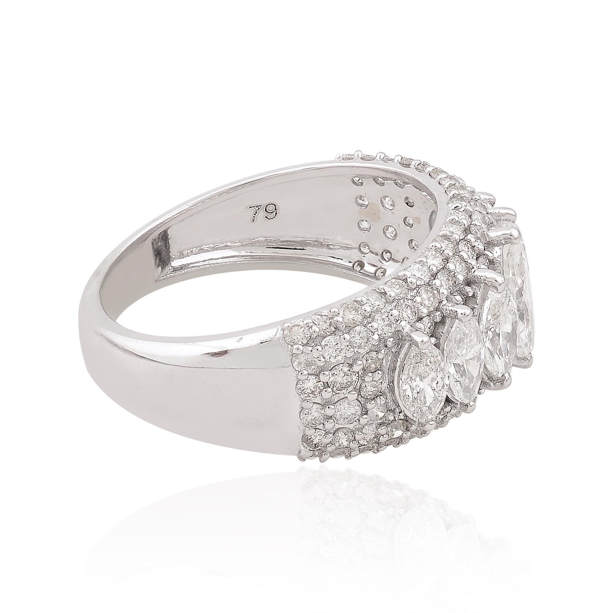 For Sale:  2.44 Carat SI/HI Marquise & Round Diamond Dome Ring 18 Karat White Gold Jewelry 2