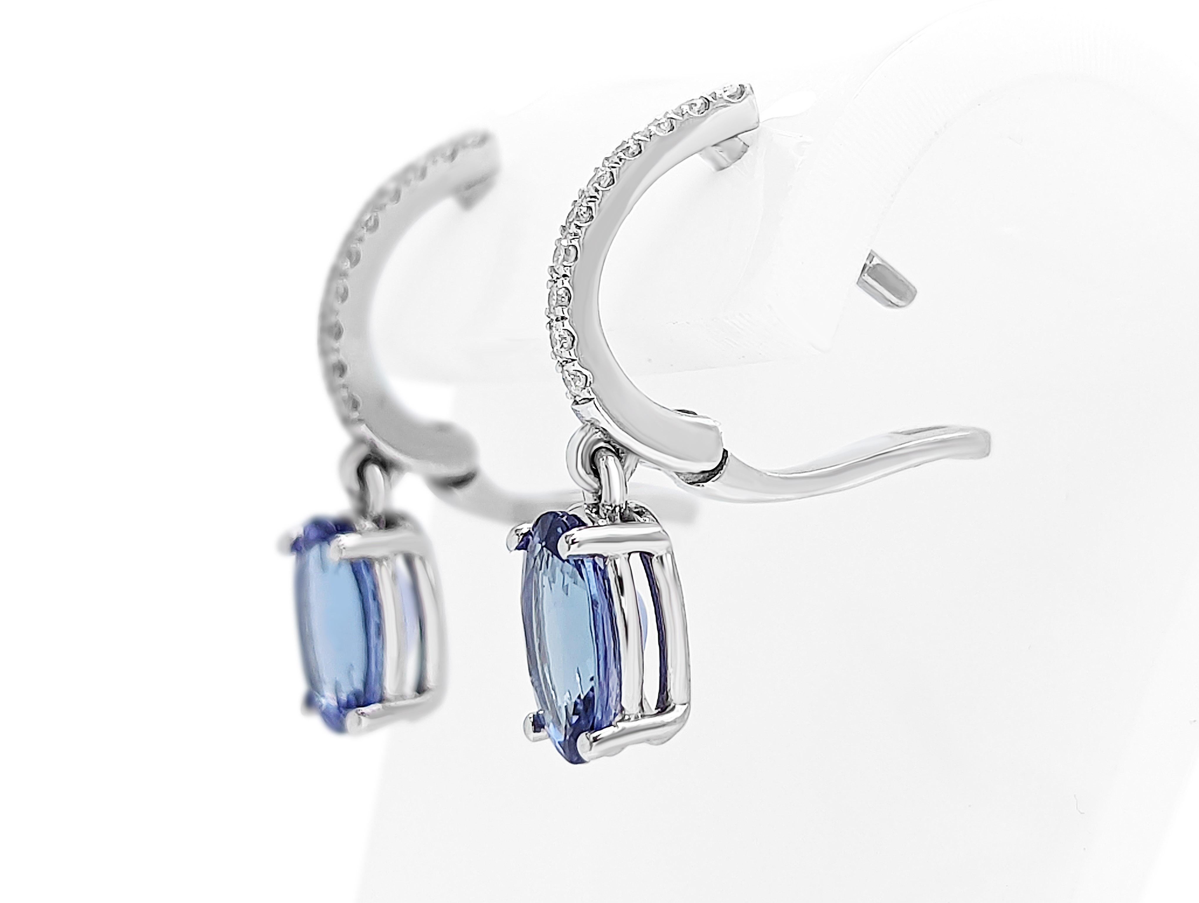 Art Deco 2.44 Carat Tanzanite and 0.16 Ct Diamonds Earrings