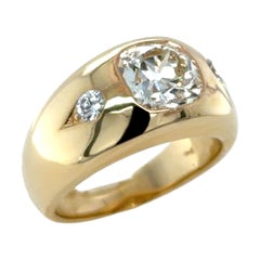 2.44 Carat Three Stone Old European Cut Diamond Gypsy Set Ring