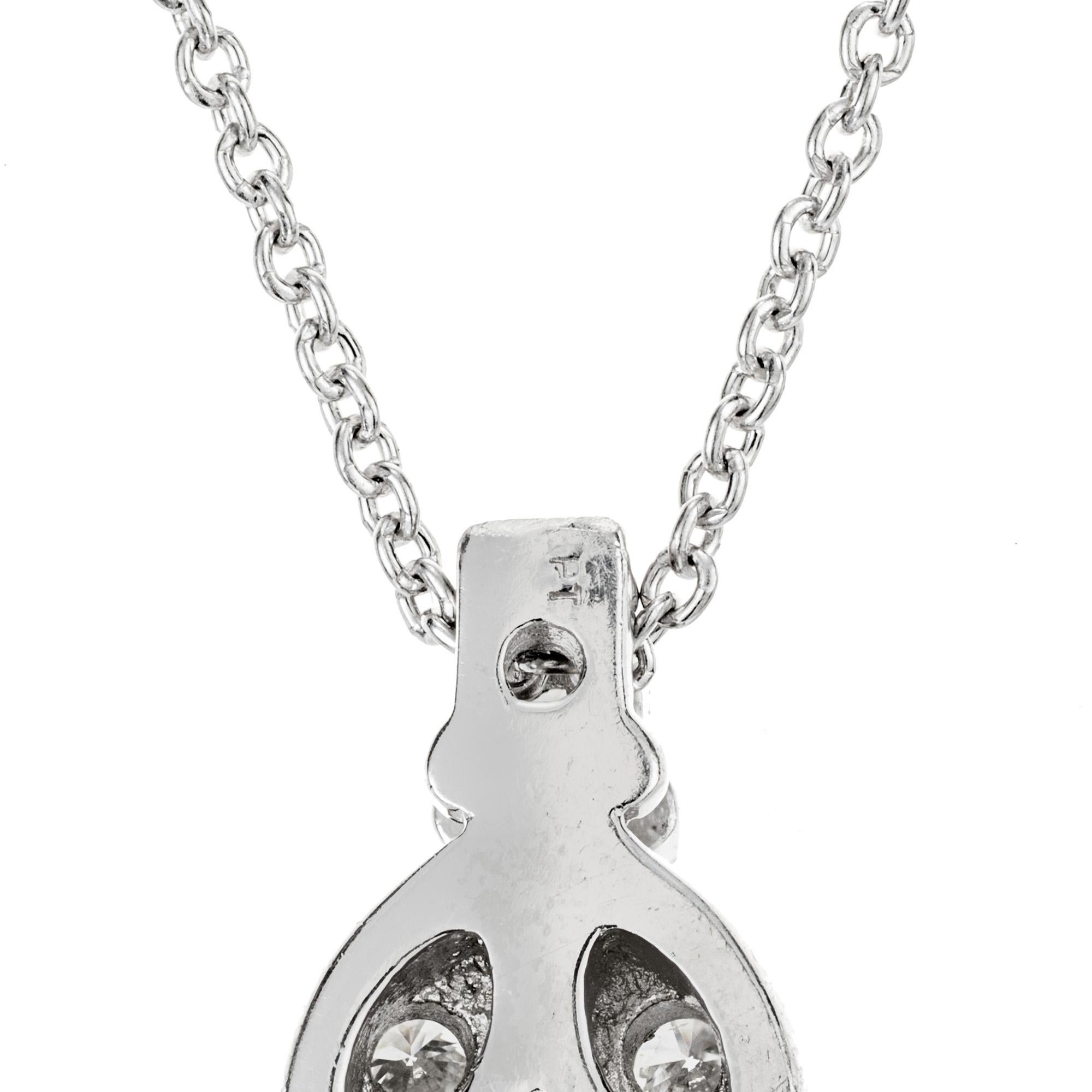 2.44 Carat Transitional Cut Platinum Diamond Art Deco Pendant Necklace For Sale 1