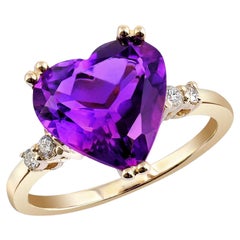 2,44 Karat Amethyst-Diamanten in 14 Karat Gelbgold Ring gefasst
