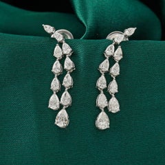 2.44 Ct Natural Diamond Dangle Earrings in 14K White Gold Pear Cut Drop Earrings