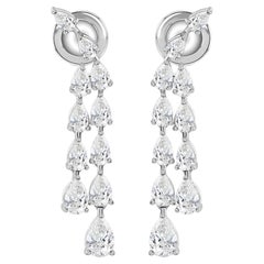 2.44 Ct Natural Diamond Dangle Earrings in 14K White Gold Pear Cut Drop Earrings