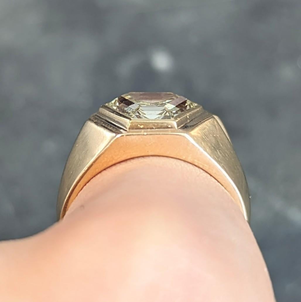2.44 CTW Sechseckiger Fancy Gelber Diamant 14 Karat Gold Vintage Unisex-Ring GIA im Angebot 8