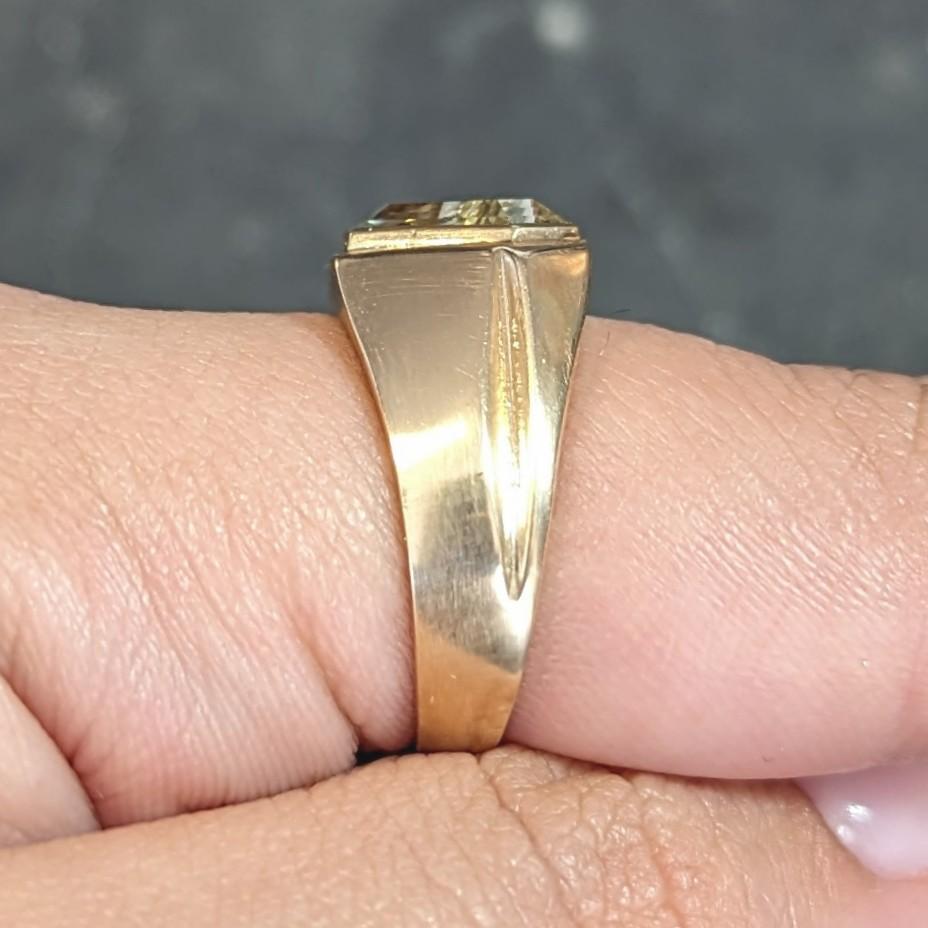 2.44 CTW Sechseckiger Fancy Gelber Diamant 14 Karat Gold Vintage Unisex-Ring GIA im Angebot 9