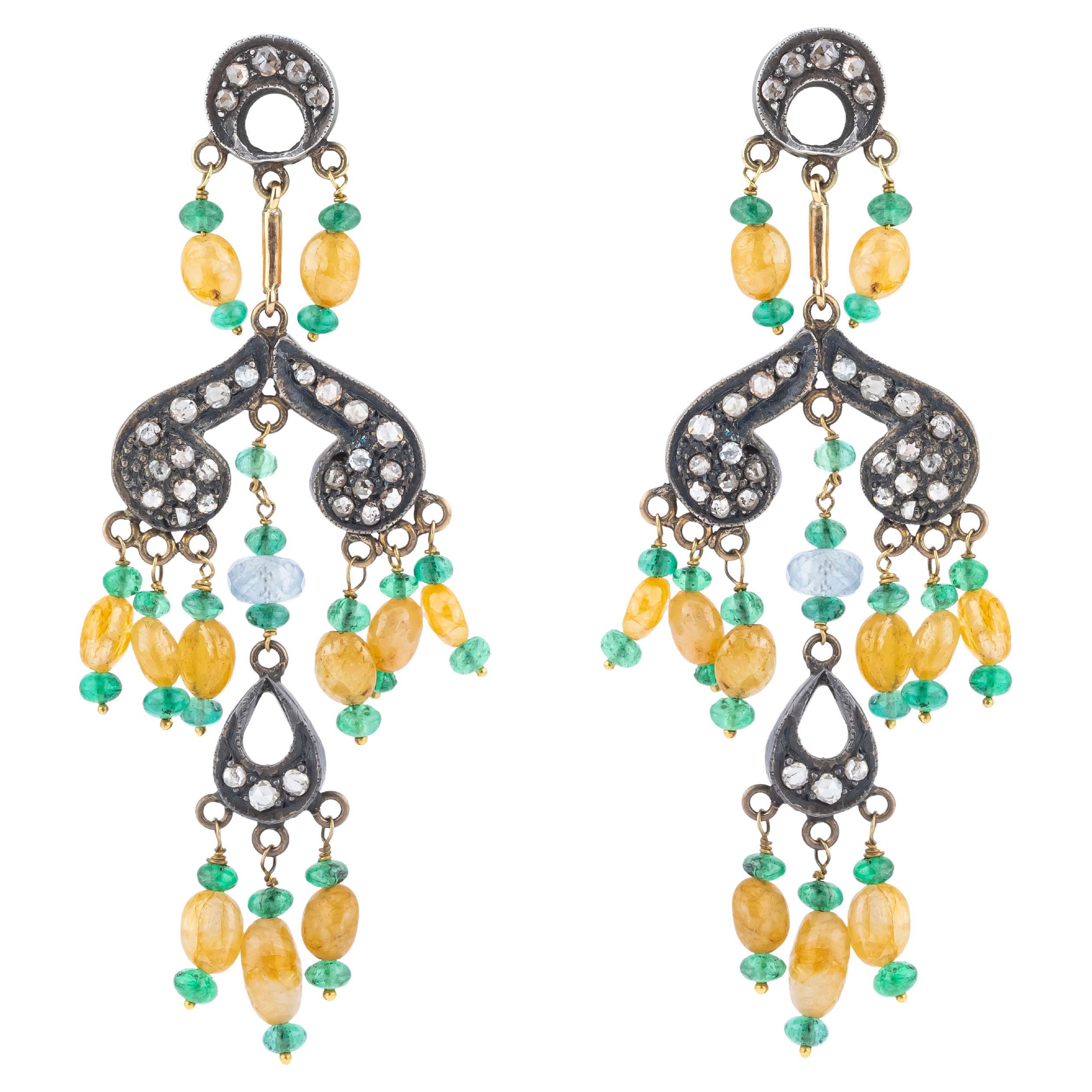 24.45 Carat Diamond and Mix Stones Chandelier Earrings