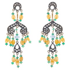 24.45 Carat Diamond and Mix Stones Chandelier Earrings