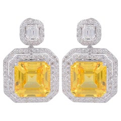 24.45 Carat Processed Dangle Earrings 2.62 Carat SI/HI Diamond 18k White Gold