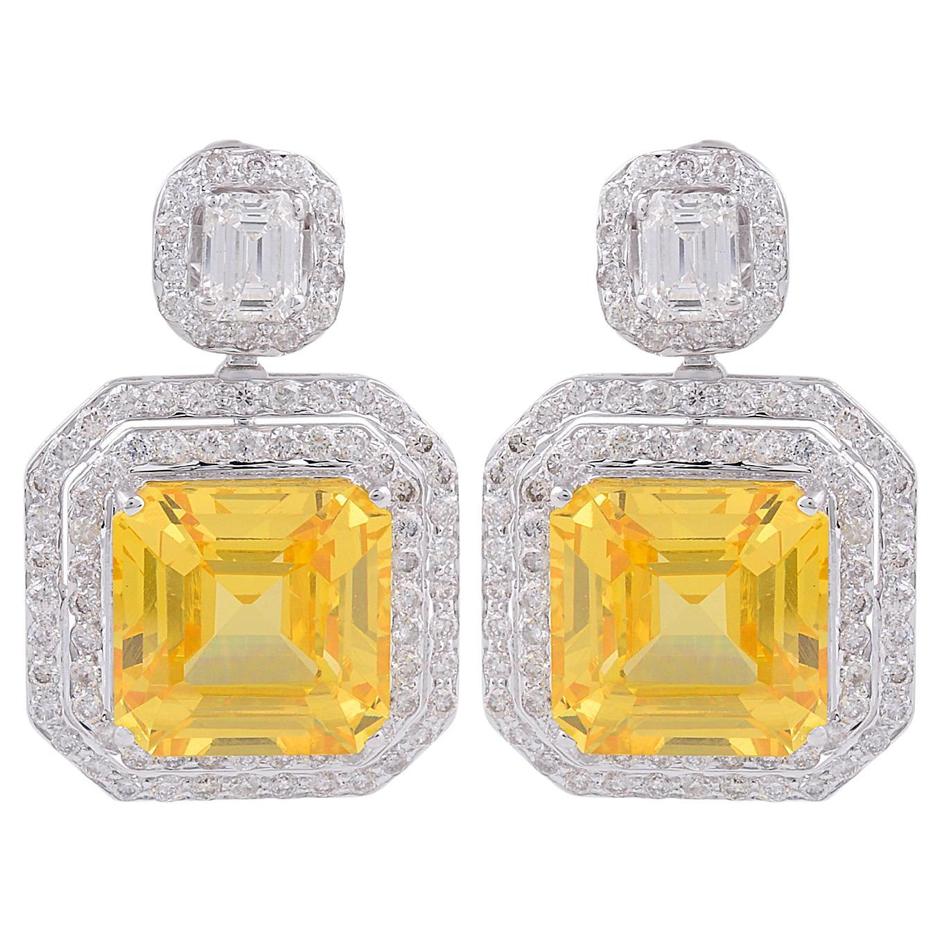 24.45 Carat Processed Dangle Earrings 2.62 Carat SI/HI Diamond 18k White Gold