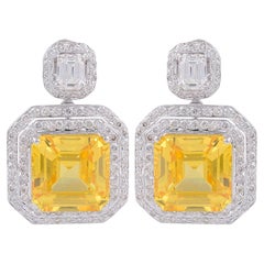 24.45 Carat Processed Dangle Earrings 2.62 Carat SI/HI Diamond 18k White Gold